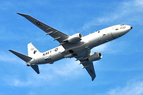 A P-8A Poseidon assigned to Patrol Squadron (VP) 16 is seen in flight over Jacksonville, Fla. (U.S Navy photo by Personnel Specialist 1st Class Anthony Petry