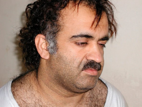 Khalid Sheikh Mohammed is shown in this file photograph during his arrest on March 1, 2003. Accused Sept. 11 mastermind Mohammed and four suspected co-conspirators were referred to trial before a Guantanamo war crimes tribunal on charges that could carry the death penalty, the Pentagon said, April 4, 2012.  REUTERS/Courtesy U.S. News & World Report