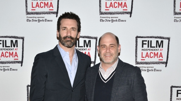 LOS ANGELES, CA - MARCH 26:  Jon Hamm and Matthew Weiner attend the Film Independent at LACMA presents A Tribute To Mad Men: Part One at Bing Theatre At LACMA on March 26, 2015 in Los Angeles, California.  (Photo by Araya Diaz/WireImage)