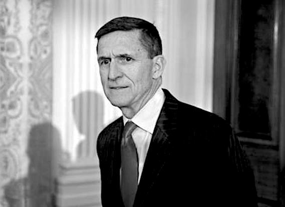 File photo : Retired Lieutenant General Michael Flynn, U.S. national security advisor, arrives to a swearing in ceremony of White House senior staff in the East Room of the White House in Washington, D.C., U.S., on Sunday, Jan. 22, 2017. Trump today mocked protesters who gathered for large demonstrations across the U.S. and the world on Saturday to signal discontent with his leadership, but later offered a more conciliatory tone, saying he recognized such marches as a "hallmark of our democracy." Photographer: Andrew Harrer/Bloomberg(Sipa via AP Images)